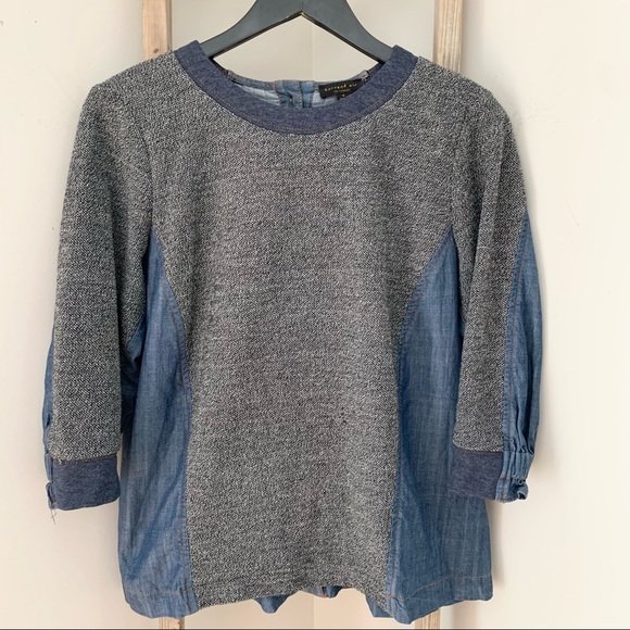 Anthropologie Current Air Textured/Denim Top, Small - Picture 1 of 12